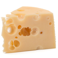 Cheese block isolated on white background cutout
