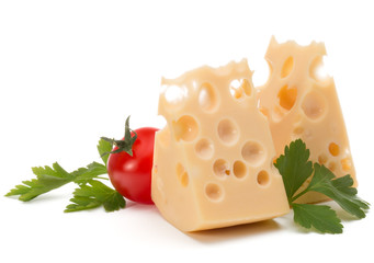 Cheese block isolated on white background cutout