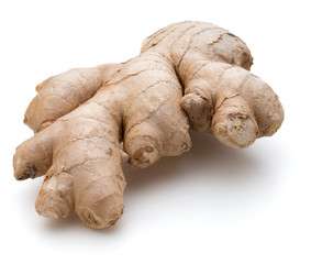 Fresh ginger root or rhizome isolated on white background cutout