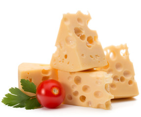 Cheese block isolated on white background cutout