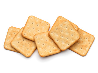 Dry cracker cookies isolated on white background cutout