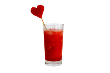 A glass of watermelon juice isolated on a white background