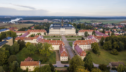 Fototapeta na wymiar Aerial view of Hubertusburg - a Baroque palace in Saxony