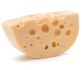 Cheese block isolated on white background cutout