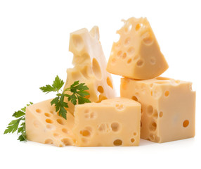 Cheese block isolated on white background cutout