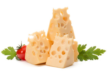 Cheese block isolated on white background cutout