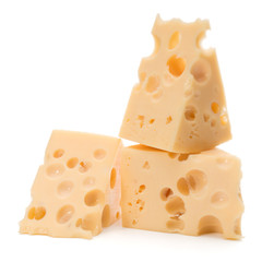 Cheese block isolated on white background cutout