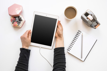Desk seen from abovie