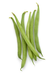 Green beans handful isolated on white background cutout