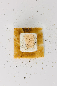Cubed egg on square toast, concept shot for something different