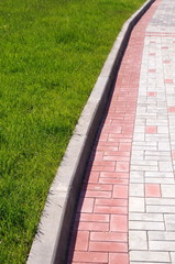 Stone wall with greenery. Texture of nature. Background for text, banner, label.