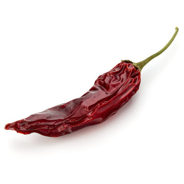 Dried red chili or chilli cayenne pepper isolated on white  background cutout