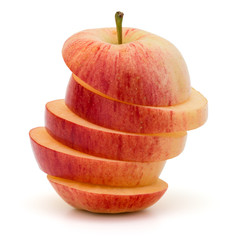 Red sliced apple isolated on white background cutout