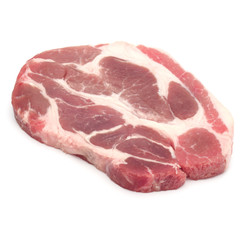 Raw pork chop meat isolated on white background cutout