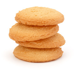 stacked short pastry cookies isolated on white background