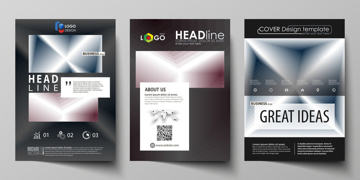 Business templates for brochure, magazine, flyer, annual report. Cover design template, vector layout in A4 size. Simple monochrome geometric pattern. Abstract polygonal style, modern background.