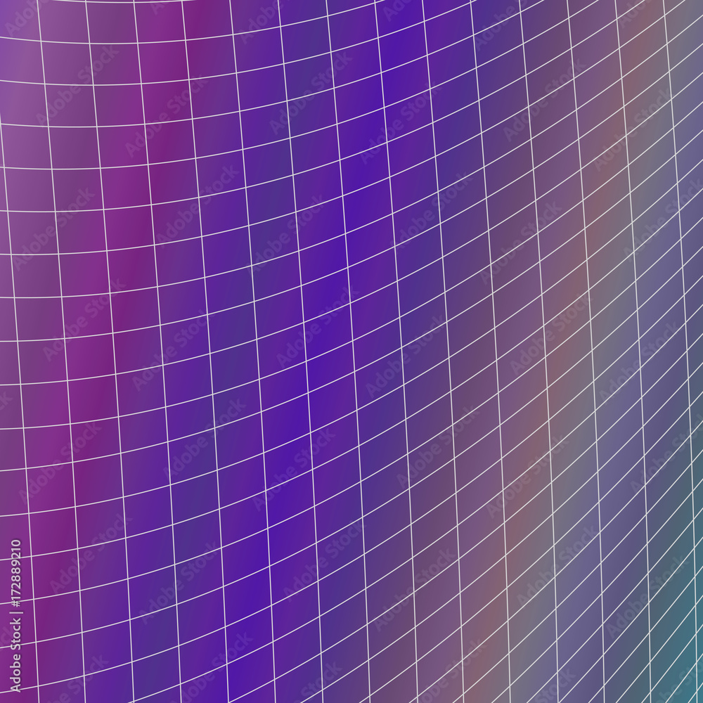 Poster purple colorful geometrical grid background - vector design from curved angular line grid