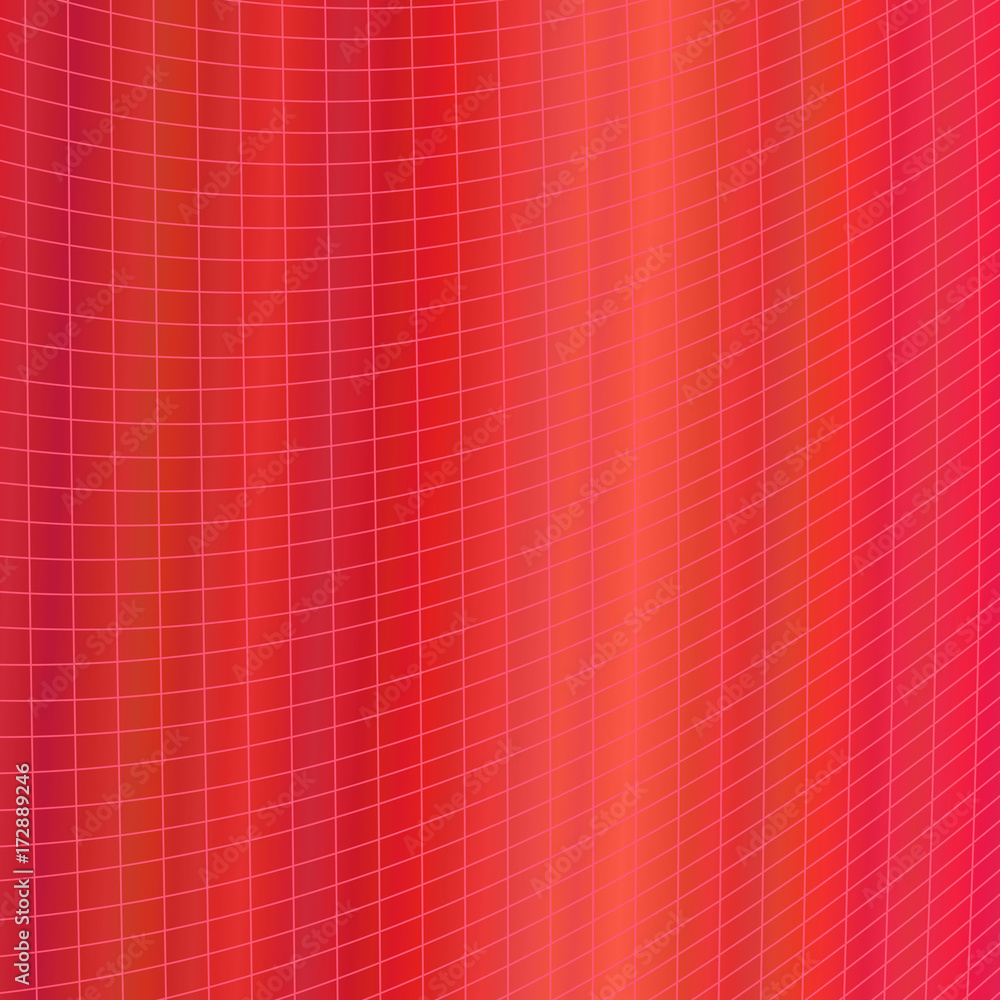 Poster red dynamic abstract geometrical grid background - vector graphic design from curved angular striped