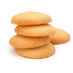 stacked short pastry cookies isolated on white background