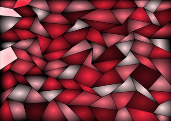A Red background illustration of irregularly shaped vector tiles on black.