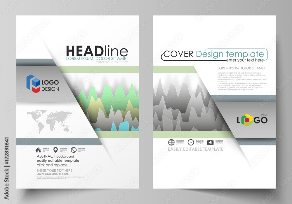 Poster the vector illustration of the editable layout of two a4 format modern covers design templates for b