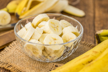 Sliced Bananas close-up shot, selective focus