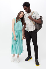 Mixed couple of tourists