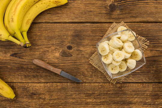 Portion of Sliced Bananas, selective focus