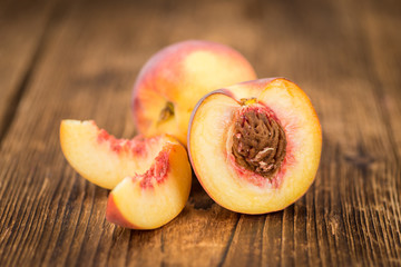 Portion of Fresh Peaches, selective focus