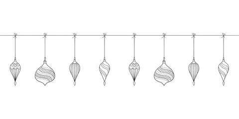 Hanging christmas decoration with hand drawn christmas elements