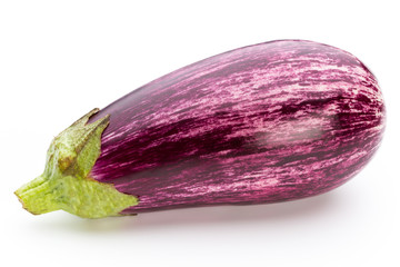 Fresh eggplants, aubergine on a white background.