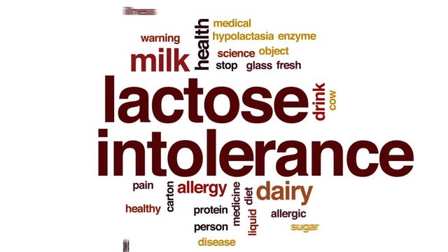Lactose intolerance animated word cloud, text design animation.