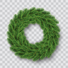 vector green christmas wreath © schab