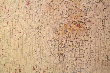 Peeling paint on old wooden rustic material on the wall. Wood texture backgrounds.