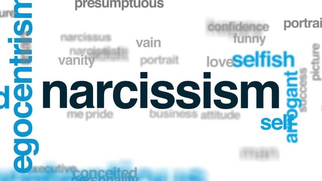 Narcissism animated word cloud, text design animation.