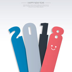 Happy new 2018 year. Greetings card. Colorful design. Vector illustration