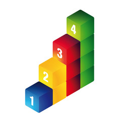 Naklejka premium One two three four cubes progress bar