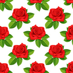 Red rose vector illustration seamless background.