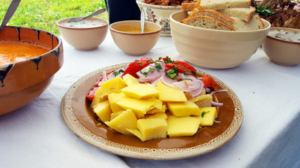 Traditional Transylvanian Food Buffet with pork and vegetables