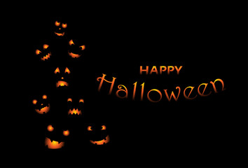 Halloween party invitation with scary pumpkins. Funny and evil pumpkins for halloween design