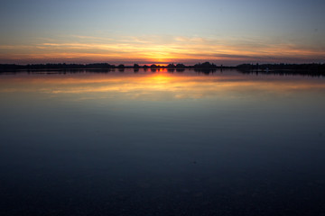 Fototapeta na wymiar Sunset over lake in Bavaria