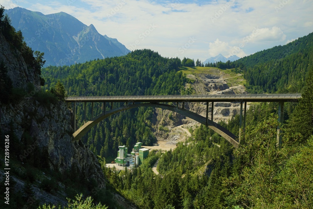 Wall mural gemstobel bridge in the tyrolean alps