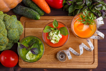 Diet concept, healthy lifestyle, low calorie detox and dietary food. Set of blended vegetable...