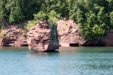 Rock formation near the shore of an Apostle Island in Lake Superior