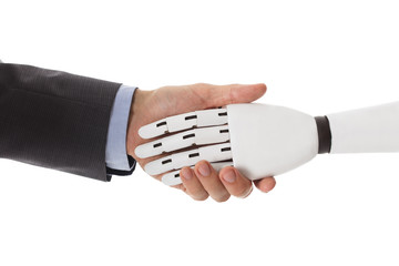 Businessperson Shaking Hands With Robot