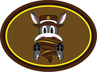 Cute Cartoon Wild West Donkey Cowboy Sheriff