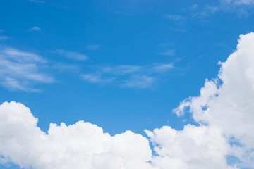 Sky background with the fluffy white clouds