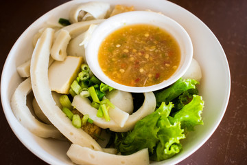Fish balls with seafood sauce