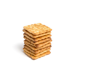 Crackers stacked on isolated white background