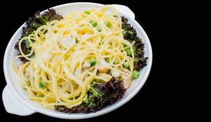 Spaghetti with mushroom cream sauce